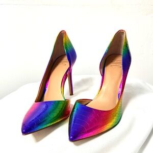 INC. Kenjay metallic rainbow snakeskin d’orsay pumps 7.5M